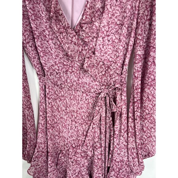 Bardot Dress Pink Long Sleeve Wrap 8 M Occasion Wedding Guest Evening - Picture 5 of 10